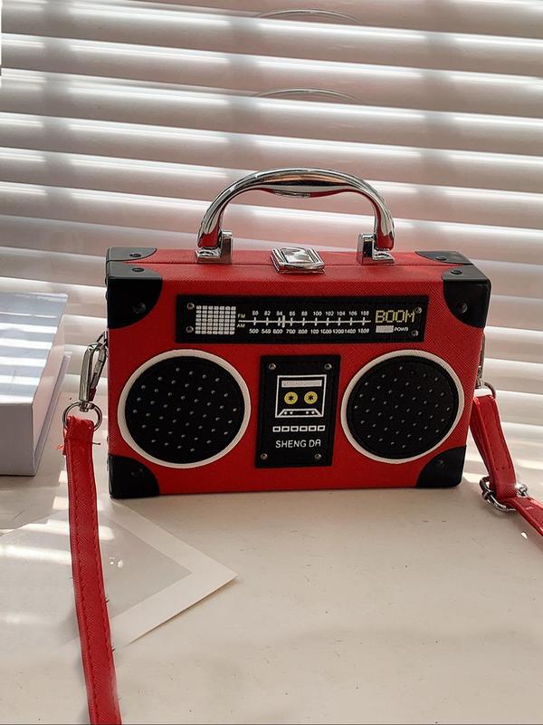 Vintage Radio Design Handbag, Fashionable Handbag & Crossbody Bag for Women with Adjustable Strap, Trendy Novelty Handbag for Daily Use