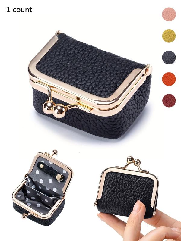 Women's Fashionable Solid Color Kiss Lock Coin Purse, 2024 New Style Casual Versatile Jewelry Storage Bag, Trendy All-match & Exquisite Wallet for Daily Use