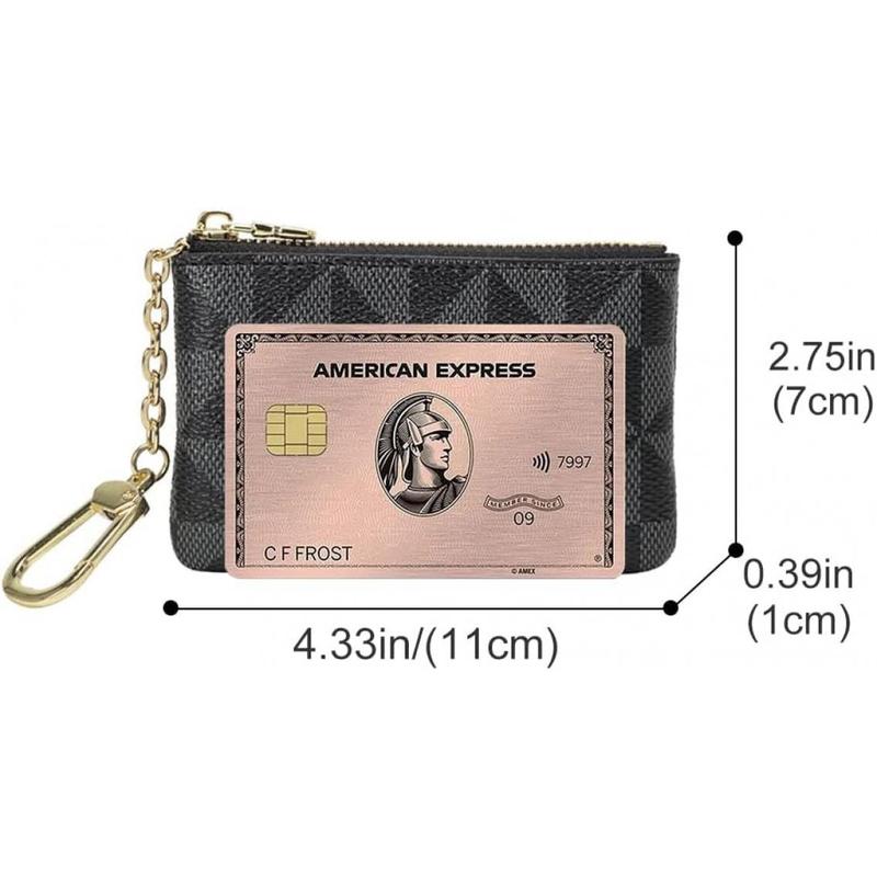 Fathers Day Gifts Coin purse change mini purse wallet with key chain ring zipper for men women fashionable bag key chain pendant leather classic clutch purse (black)