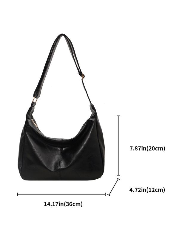 Women's Solid Color Retro Large Capacity Tote Bag, Fashionable Casual Commuter Shoulder Bag, Simple All-match Bag for Daily Life & Work