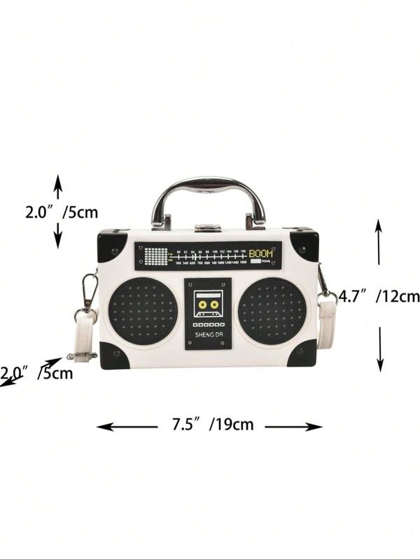 Vintage Radio Design Handbag, Fashionable Handbag & Crossbody Bag for Women with Adjustable Strap, Trendy Novelty Handbag for Daily Use