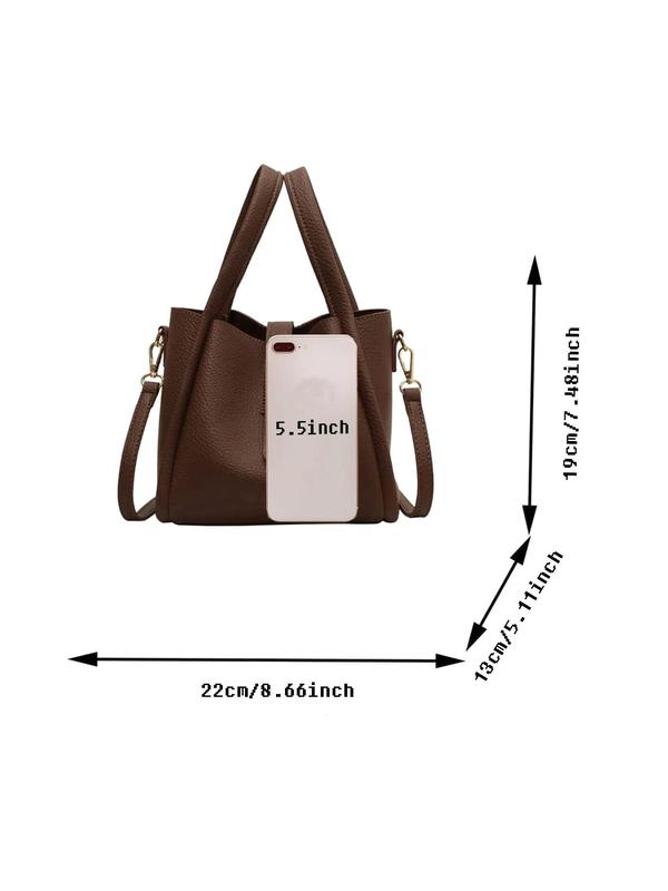 Women's Elegant Solid Color Bucket Bag, Fashionable PU Leather Crossbody Bag for Daily Used, Casual Trendy Versatile High-quality Daily Commuting Bag