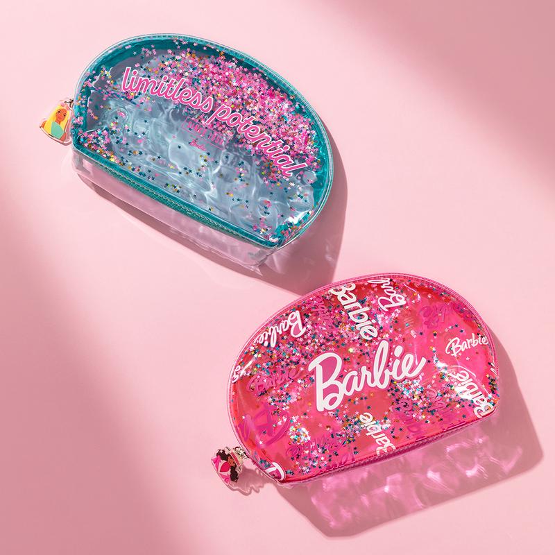 Barbie Meteor Shell Cosmetic Bag For Women Makeup Bag Toiletry Bag Large Capcity PVC Material Waterproof Pink Blue Portable Storage Bag Barbie Daylight Shiny Series