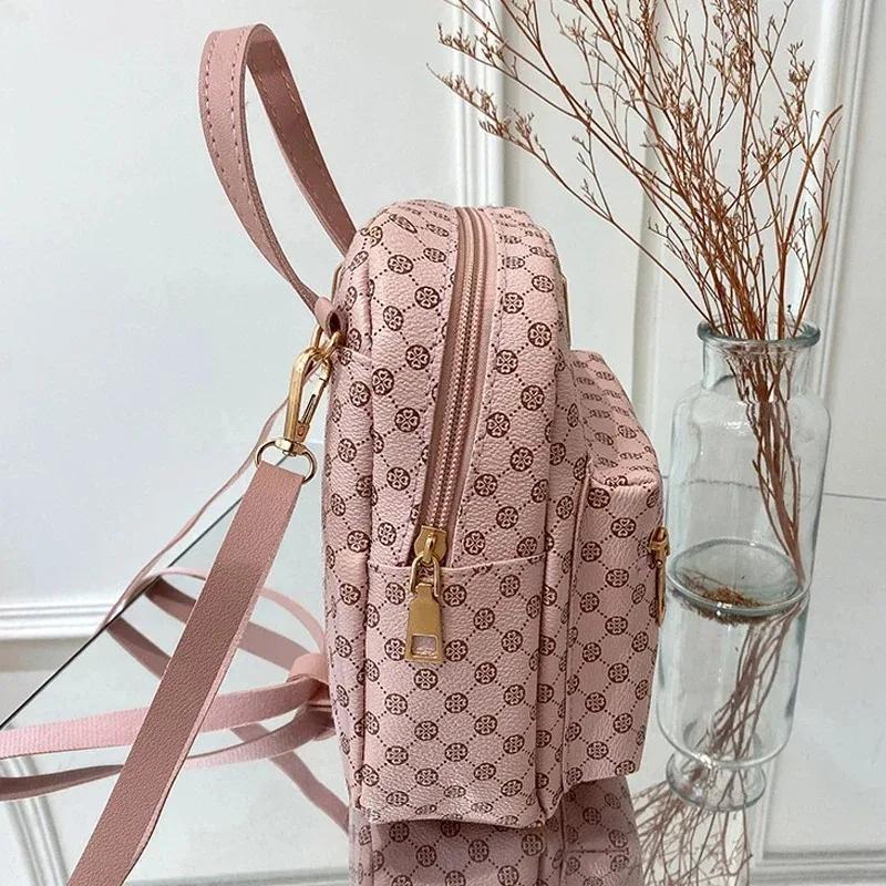 Shoulder backpack Ladies' Fashion bag Pink spots Female Daily Shopping