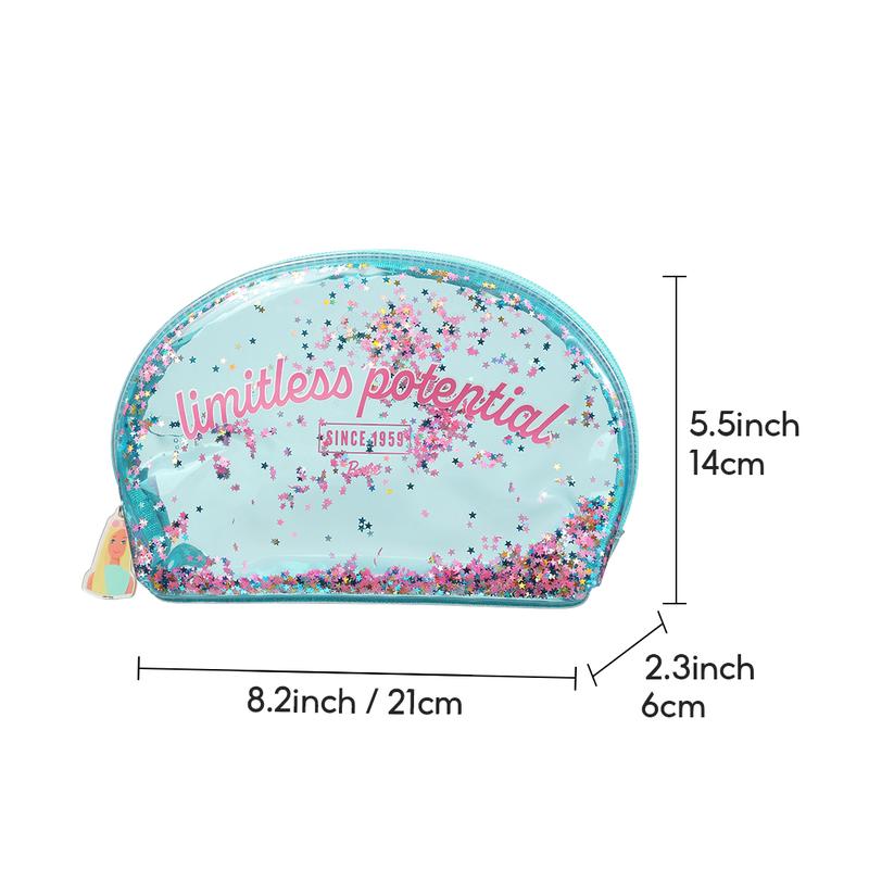 Barbie Meteor Shell Cosmetic Bag For Women Makeup Bag Toiletry Bag Large Capcity PVC Material Waterproof Pink Blue Portable Storage Bag Barbie Daylight Shiny Series