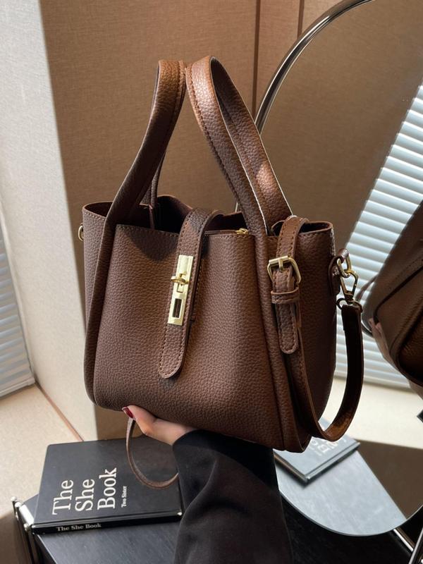 Women's Elegant Solid Color Bucket Bag, Fashionable PU Leather Crossbody Bag for Daily Used, Casual Trendy Versatile High-quality Daily Commuting Bag