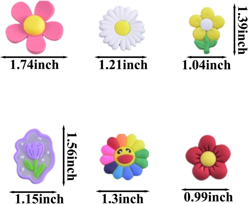 Charms for Bogg Bag Accessories Flower Charms 30pack Random Color Cute PVC Rubber Beach Bag Charms Decoration,Bag Charms for Handbags Tote bags Girls Women Flower Charms