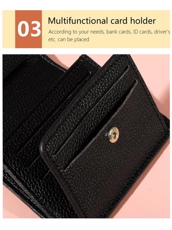 Women's Elegant Solid Color Short Wallet, Portable Bifold Coin Purse, Fashionable Credit Card Holder for Daily Use