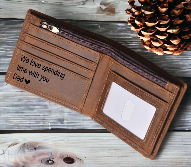 Personalized Leather Wallet for Men - Men Genuine Leather Wallet - Engraved Photo in Wallet - Handwriting Leather Wallet - Valentine's Day Gift For Him - Fathers Day Gifts for Men