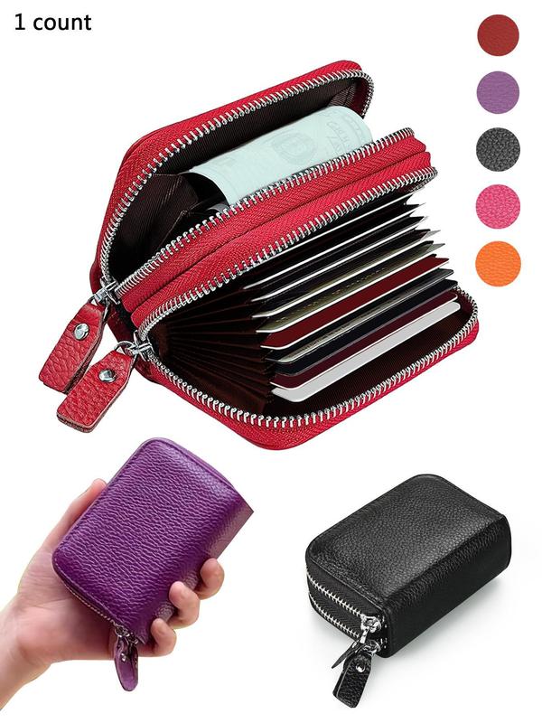 Women's Solid Color Zipper Card Wallet, Fashionable Coin Purse, Casual Versatile Short Wallet for Daily Used