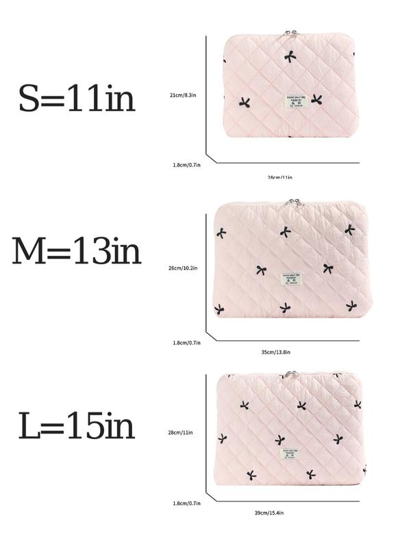 Bow Embroidery Quilted Laptop Bag, Portable Lightweight Shockproof Laptop Bag, Laptop Inner Bag for iPad HUAWEI MacBook