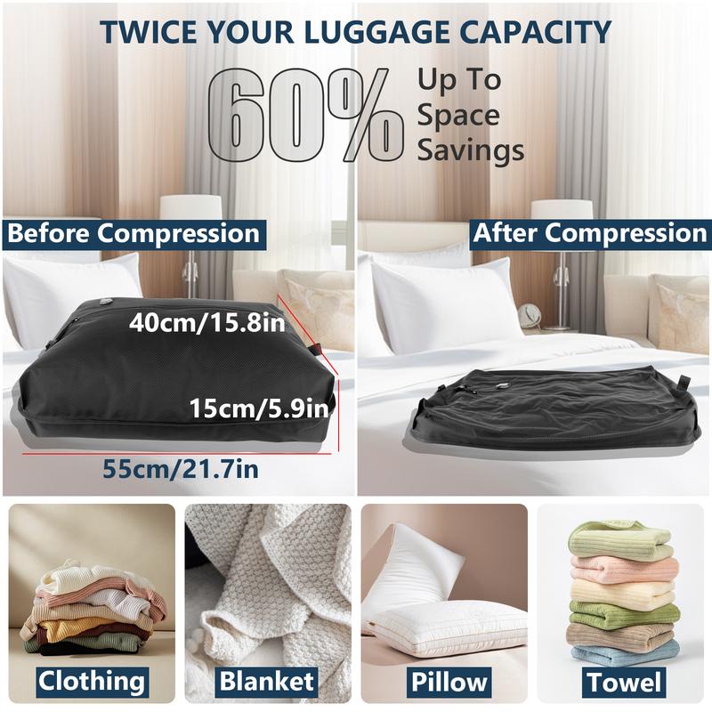 Professional Vacuum Bags for Travel with Wireless Vacuum Pump, IP67 Reusable  for Suitcases and Backpack Space Saver Durable (1PC+Pump)