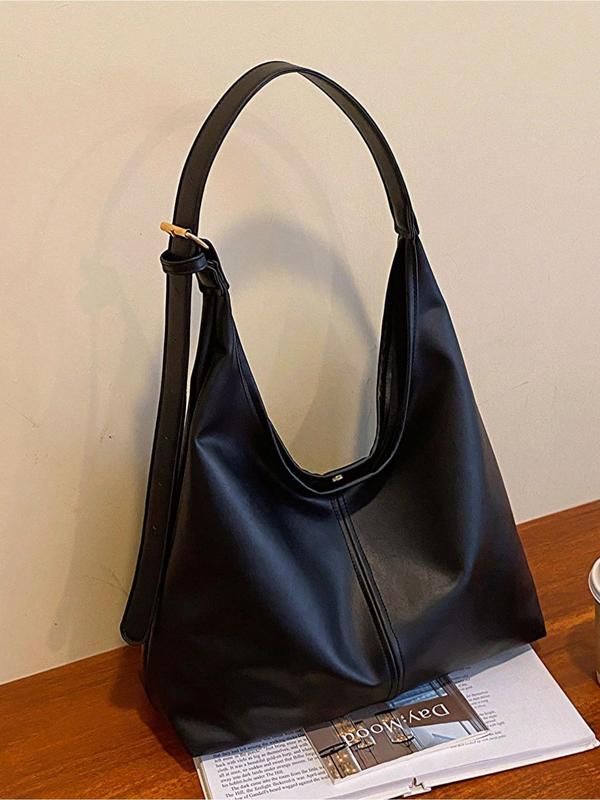 Women's Solid Color Shoulder Bag, Fashionable Large Capacity Hobo Bag for Daily Used, Casual Trendy Versatile High-quality Daily Commuting Bag