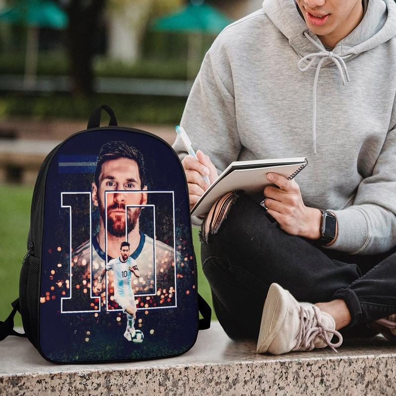 Messi Soccer Backpack Laptop Backpack For Men Women, Soccer Backpacks Shoulder Bag For Travel Hiking Camping Daypack