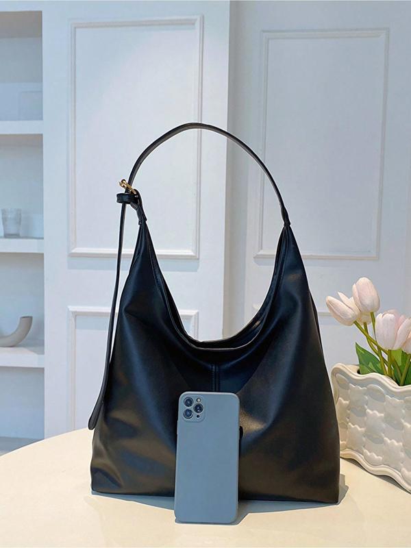 Women's Solid Color Shoulder Bag, Fashionable Large Capacity Hobo Bag for Daily Used, Casual Trendy Versatile High-quality Daily Commuting Bag