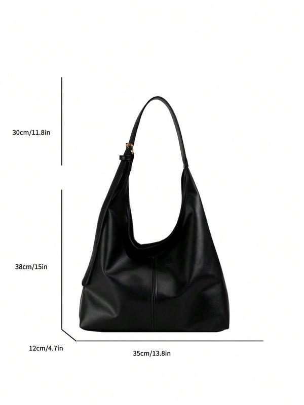 Women's Solid Color Shoulder Bag, Fashionable Large Capacity Hobo Bag for Daily Used, Casual Trendy Versatile High-quality Daily Commuting Bag