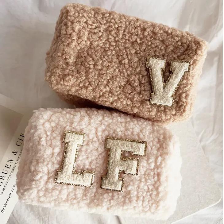 Fuzzy Teddy Make Up Bags Comfy Trendy Cute (TEDDY)