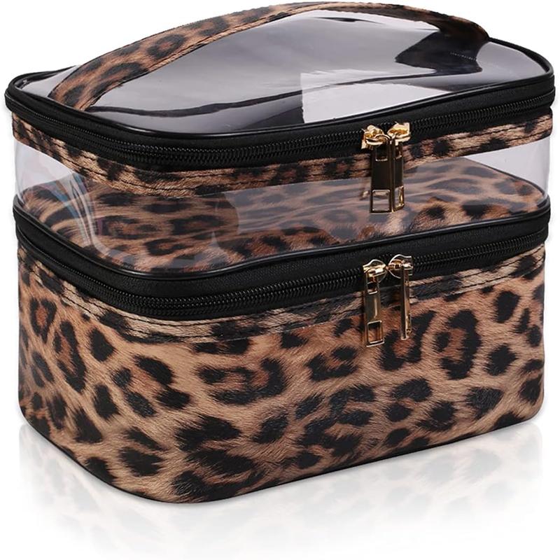 Leopard Pattern Makeup Bag, Portable Cosmetic Storage Bag, Zipper Makeup Organizer Pouch for Travel, Versatile Makeup Organizer for Skincare & Toiletry, Christmas, Christmas Gift