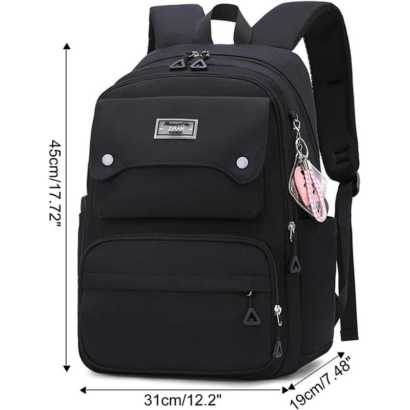 Teen Girls Casual Backpack High Middle School Daypack Women Daily Travel Laptop Bag (1# Black, 26 Liters)